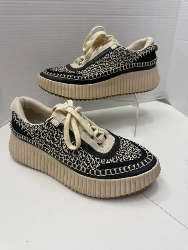 Dolce Vita Dolen Platform Sneakers in Black and White Woven Fabric size 9 - Image 10
