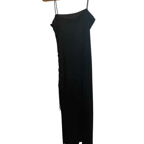 Niki by Niki Livas Black Beaded Lace Up Side Maxi Dress Formal Gown Size 6 HOCO - Image 7