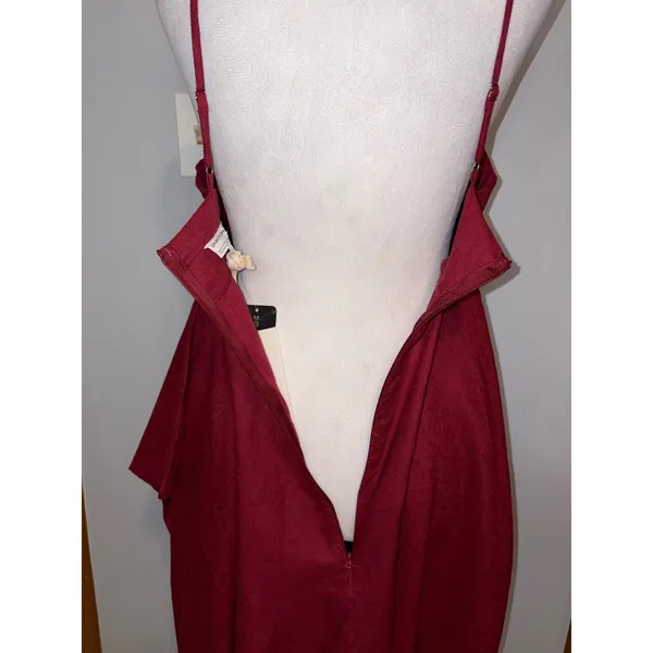 Urban Renewal Linen Ecovero Hanky‎ Hem Mini Dress Red XS festival concert boho - Image 6