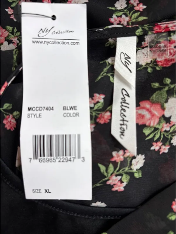 NY Collection Women's Black Floral Maxi Dress Size XL - Image 3
