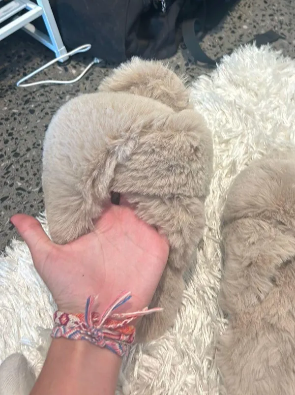 Fluffy House Slippers Tan - Image 4