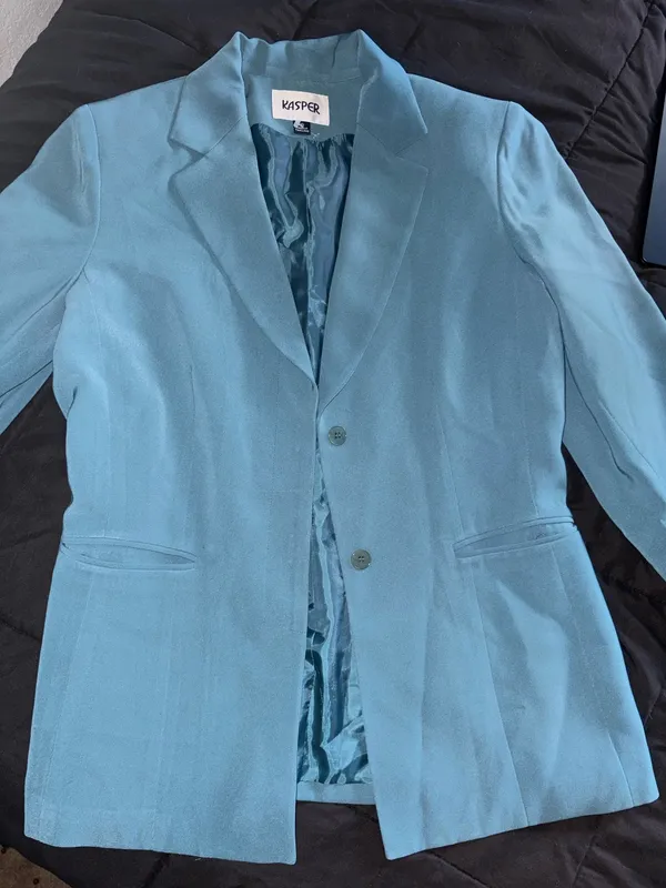Kasper Teal Blazer Skirt Set - Image 4