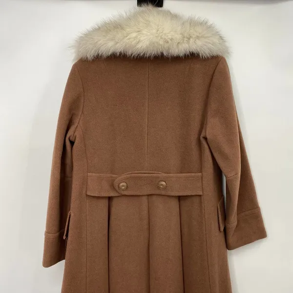 Vintage Wool Princess Coat Rabbit Fur Collar Union Made USA Brown Medium Large - Image 7