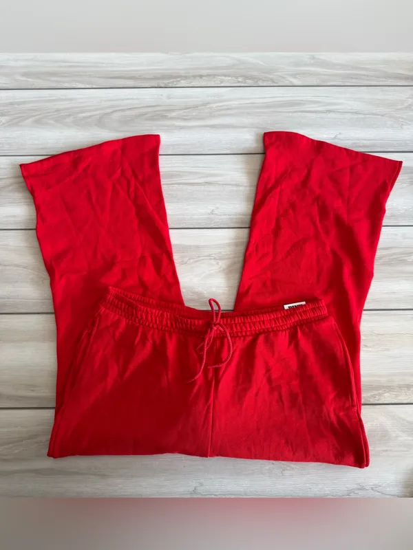 Victoria's Secret PINK Ivy Fleece Split-Hem Flare Sweatpants Red XL NWT - Image 4