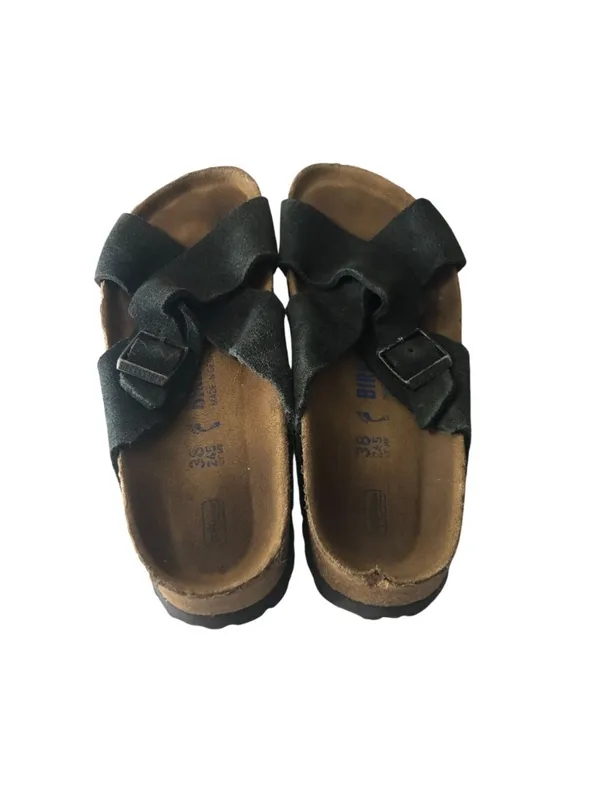 Birkenstock Siena Suede Leather Sandals Black Criss-Cross Strap 38 Narrow US 7 - Image 4