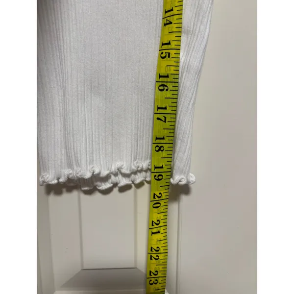 Brandy Melville White Ribbed Lettuce Edge Tee S - Image 4