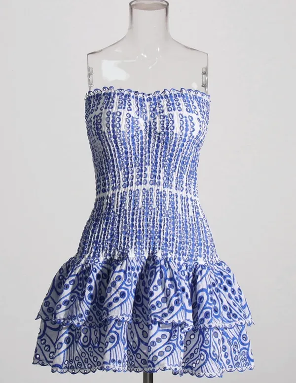 Zaria Atelier Strapless Mini Dress Blue - Image 6