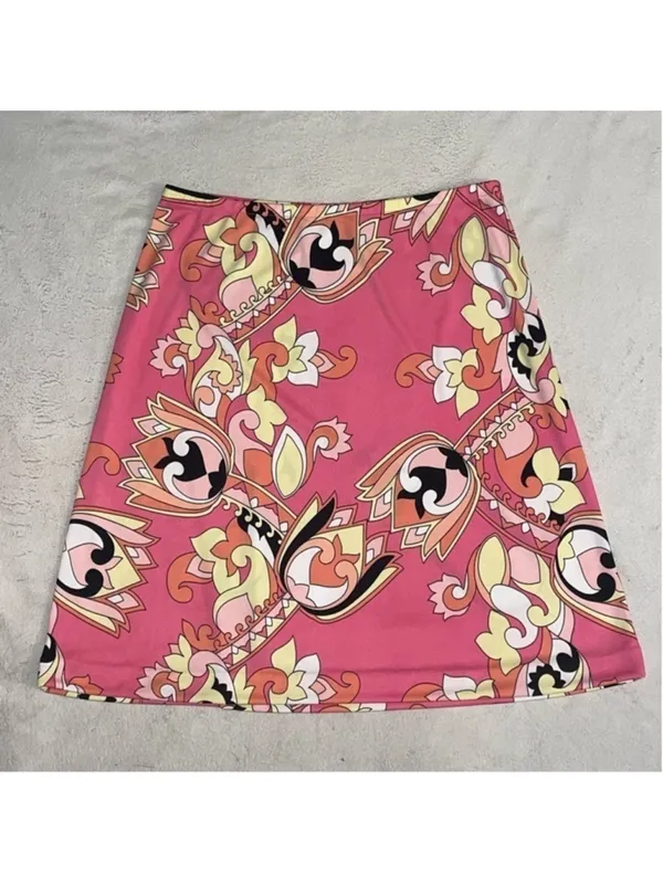 Y2K Pink Pucci Inspired Mini Skirt Retro Glam Mall Girl Vibes - Image 3