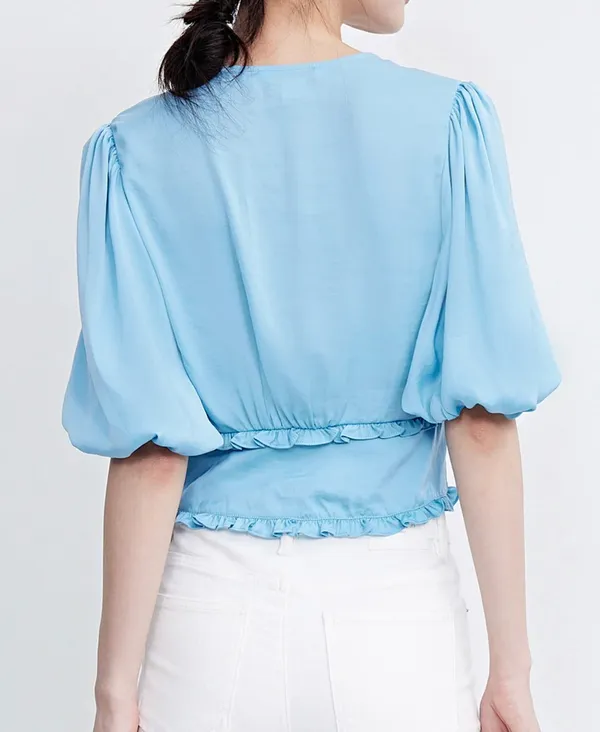 Urban Revivo V Neck Puff Sleeve Top - Image 8