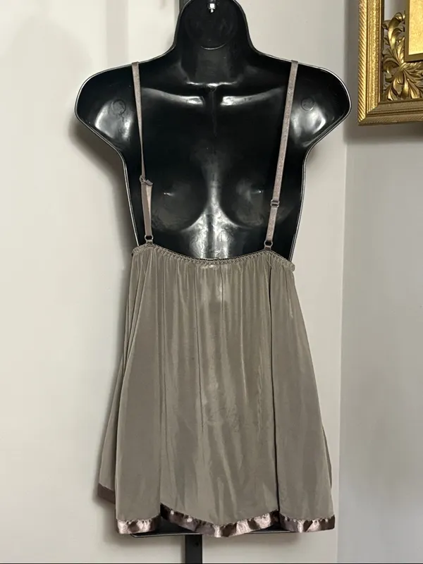 Carrie Amber Large Gray & Fuchsia Lace Babydoll Chemise Lingerie - Image 2