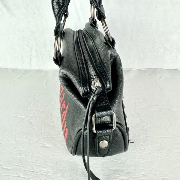 Ed Hardy Mini Bowler Bag Stachel Rhinestone Rose Heart Tattoo Art Y2K Studded - Image 6