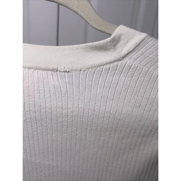 Lilly Pulitzer Ribbed V-Neck Cardigan Womens Size XS‎ White Gold Button Cotton - Image 6