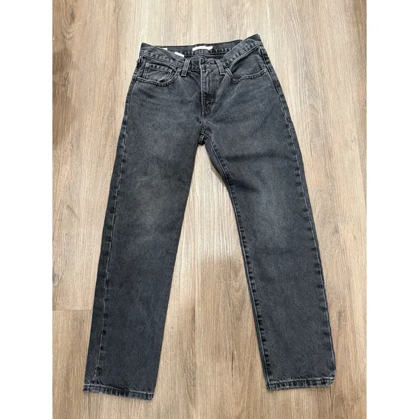 LEVIS BLACK JEANS WOMENS‎ 26 middy straight PREMIUM COTTON DENIM BUTTON - Image 2