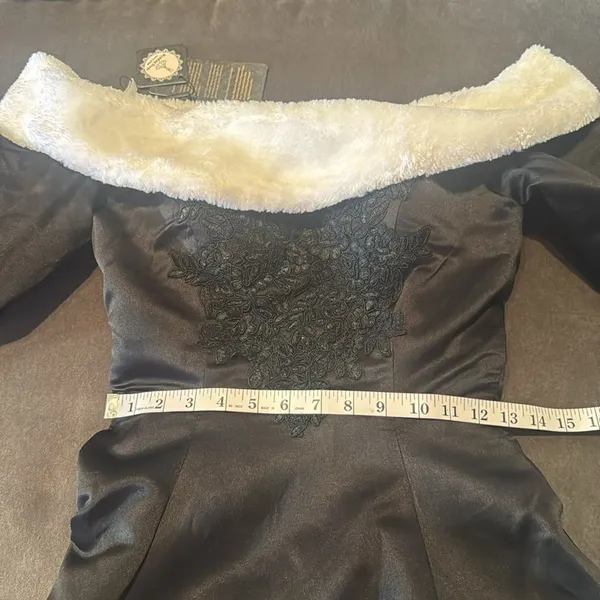 Women’s Black Off the Shoulder Christmas Holiday Winter Dress Train Size 2 NWT - Image 10