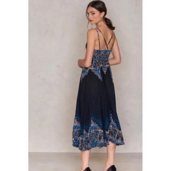 Free People Be My Baby Maxi Dress In‎ Black and Blue - Image 6