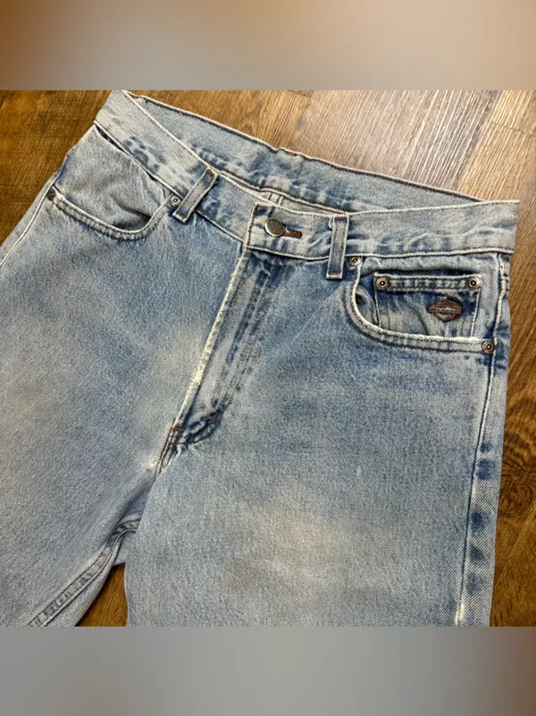 Vtg Y2K Harley-Davidson Baggy Cut Off Jorts Distressed Denim Jean Shorts Sz 31 - Image 3