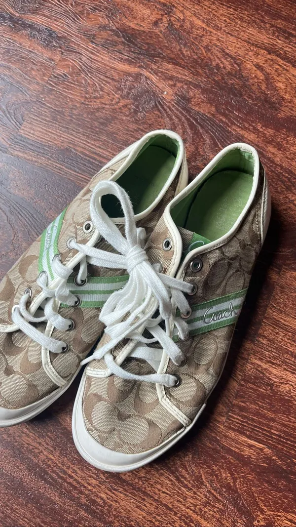 Vintage Coach Green Signature C Jacquard Polly Sneakers Sz 10 Y2K⁠ - Image 3