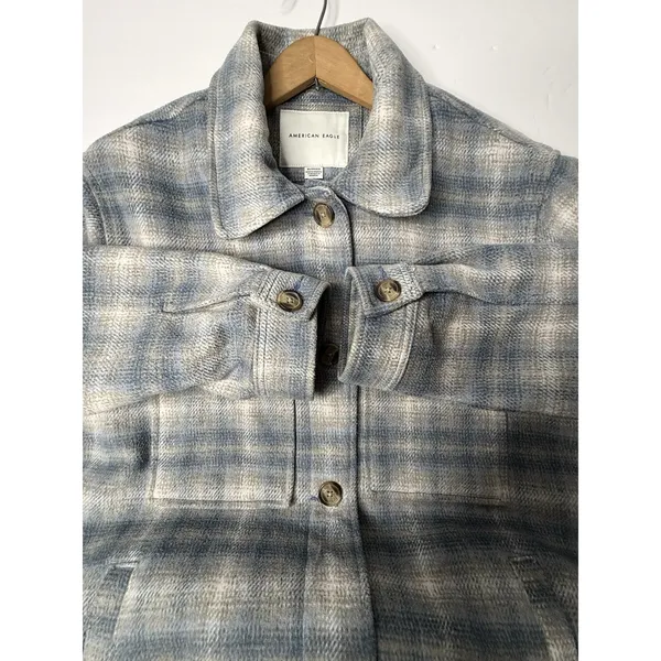 American Eagle Brushed Plaid Shacket Oversized Sz XS Grunge Flannel Boyfriend - Image 6