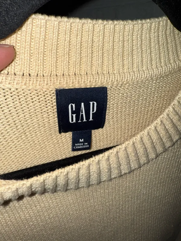 GAP Women's Knit Cotton Sweater Pull over Long Sleeve Taupe Sz M ✨ - Image 8