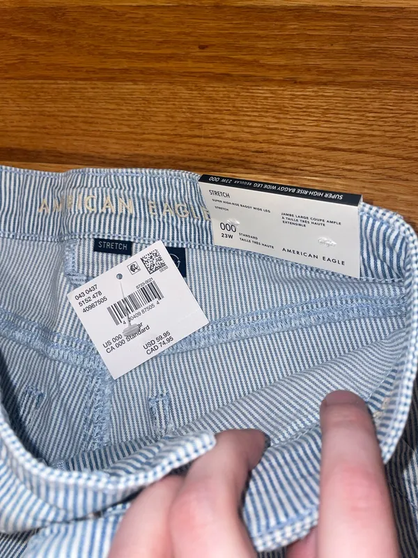 NWT American eagle blue and white striped wide leg jeans - Image 2