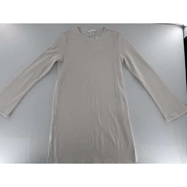 H&M Maternity Mama Long Sleeve Shirt Ribbed Basic Crewneck Minimalist Ivory - Image 2