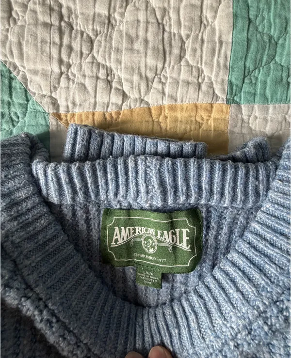 American Eagle Blue Sweater Knit L - Image 3