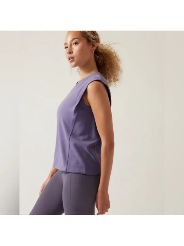 Athleta Seasoft Tank Sweatshirt Dusk Purple Lavender Size Medium Sleeveless Top - Image 2