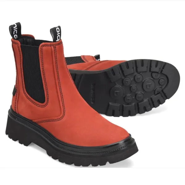 NWT $180 BIONICA Drina Water Resistant Chelsea Boot In Rouge Red - Image 2