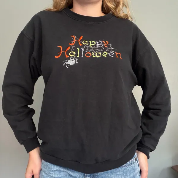 Vintage Endless Designs Happy Halloween Embroidered Crewneck Sweatshirt - Image 6