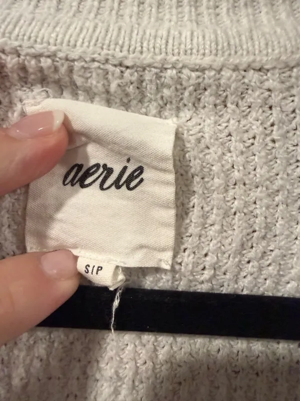 aerie Light Gray Waffle-Knit Pullover Sweater - Image 2