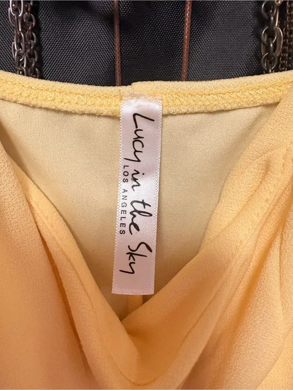 Lucy in the Sky Yellow Spaghetti-Strap Ruffle Mini Dress - Image 3