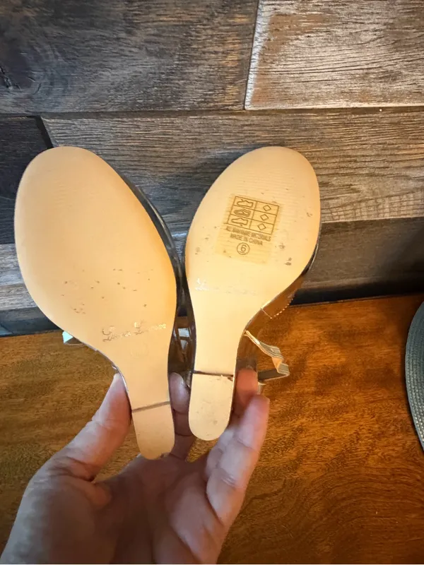 Lauren Lorraine Silver Metallic Peep-Toe Wedge Sandals Size 6 - Image 8