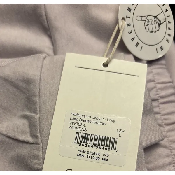 Vuori Women’s Performance Jogger Long Version in Lilac Breeze Heather Large New - Image 4