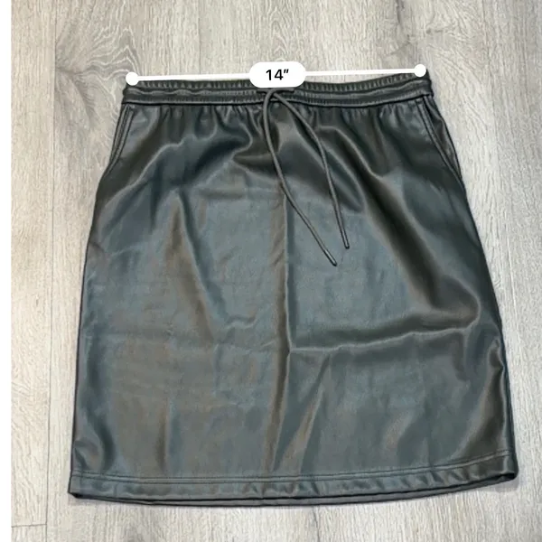 J.Jill XS Black Faux Leather Drawstring Pull-On Skirt Pockets Quiet Luxury Edgy - Image 5