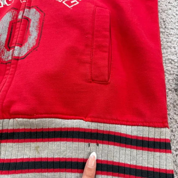 G III for Her Alyssa Milano Ohio State Buckeyes Red Zip Up Hoodie Women Large - Image 7