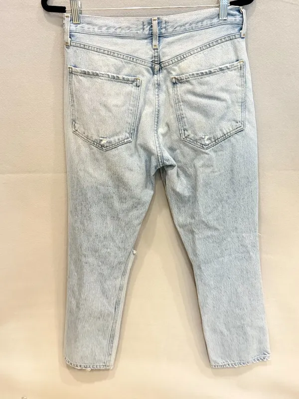 Agolde Riley High Rise‎ Crop Jeans 29 Distressed Light Wash Mom Y2K Straight Leg - Image 6