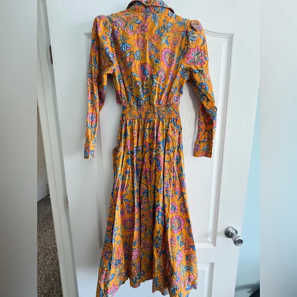 House of Harlow 1960 Yellow Floral Tie-Front Midi Dress - Image 7