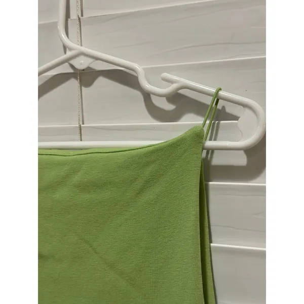 Zara Maxi Dress Sz S Chartreuse Green Spaghetti Strap Square Neck Bodycon Beachy - Image 6