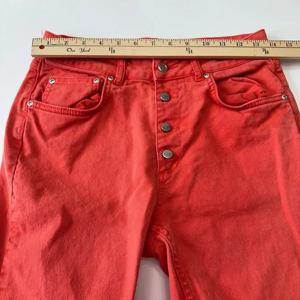Anine Bing Denim Jeans Button Fly High Rise Orange‎ Peach Women's Size 28 - Image 11