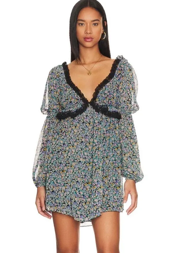 Free People Pennie Printed Babydoll Mini Dress - Image 4