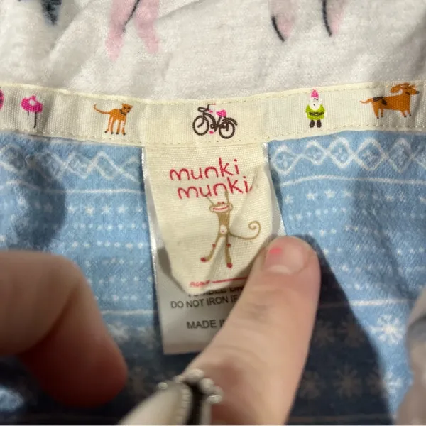 Munki Munki Ski Print Button-Up Long Sleeve Fleece Pajama Top; Large Women’s - Image 4