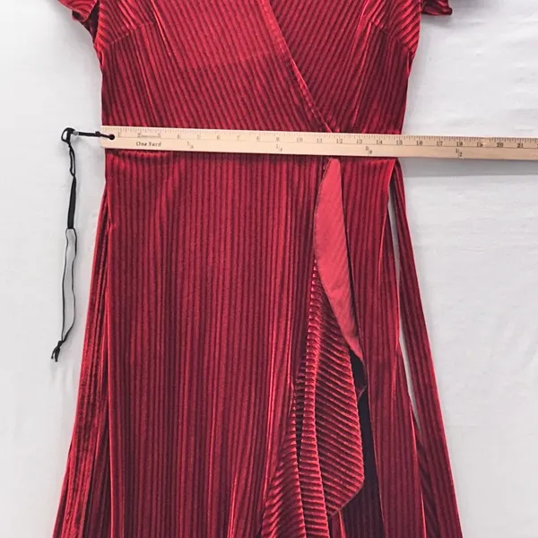 Velvet Wrap‎ Dress Red Large - Image 10