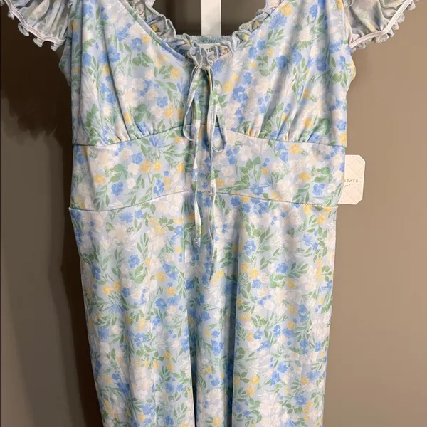 NWT Altar'd State Floral‎ Blue Yellow Dress Large 10/12 - Image 5