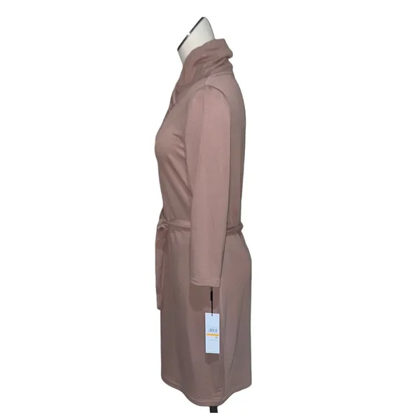 NWT Calvin Klein 3/4 Sleeve Scarf Cowl Neck Belted Midi Dress Small - Image 8