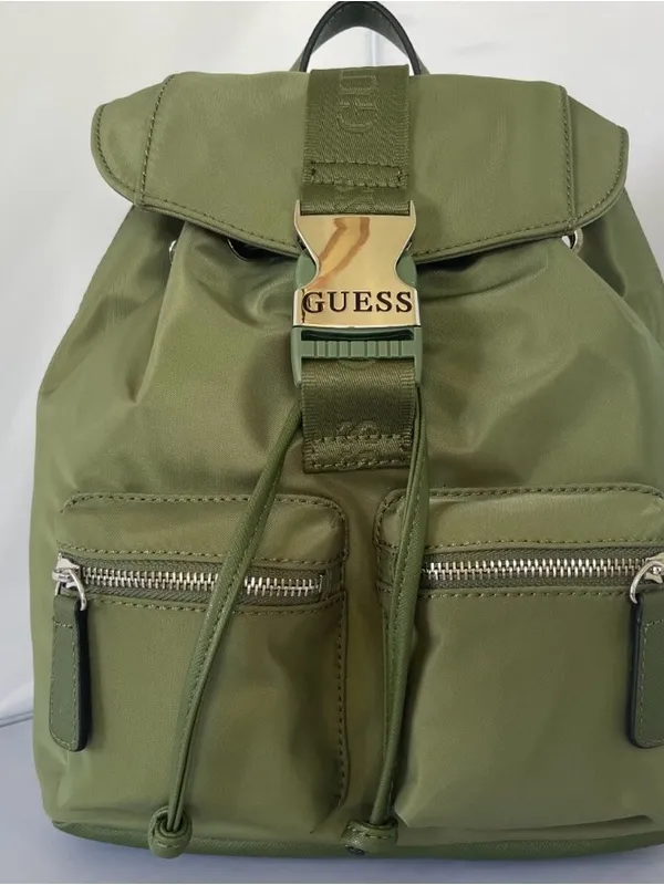 GUESS Olive Green Backpack with Gold-Tone Buckle - Image 2