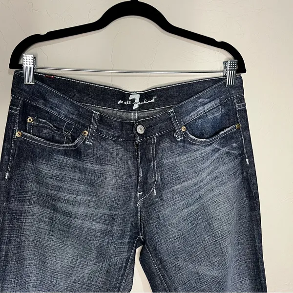 Seven For All Mankind Dojo Embellished‎ Green Rhinestone Square Design Jeans - Image 3