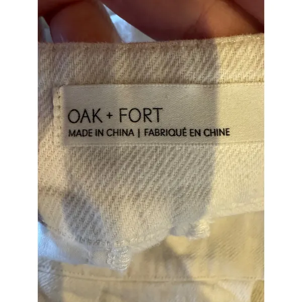 Oak + Fort Pants Women 4‎ Ivory Linen Blend Pleated Crossover High Waist Preppy - Image 7