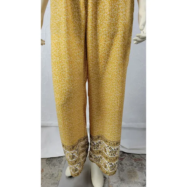 Sienna Sky Womens Jumpsuit Size M Mustard Floral Print Halter Back Keyhole Boho - Image 8