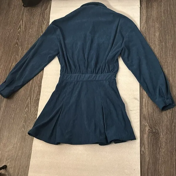 CIDER Solid Collar Mini Dress XS Dark Teal NEW Fall Academia Classic Preppy Boho - Image 2