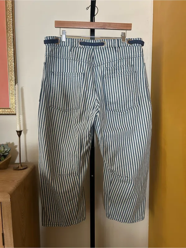 We The Free Moxie Pull-On Barrel Jeans Railroad Stripe Low Slung‎ Baggy Size 31 - Image 7